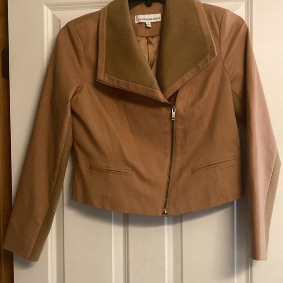 G by Giuliana Rancic faux suede crop jacket womens medium tan - Picture 3 of 11
